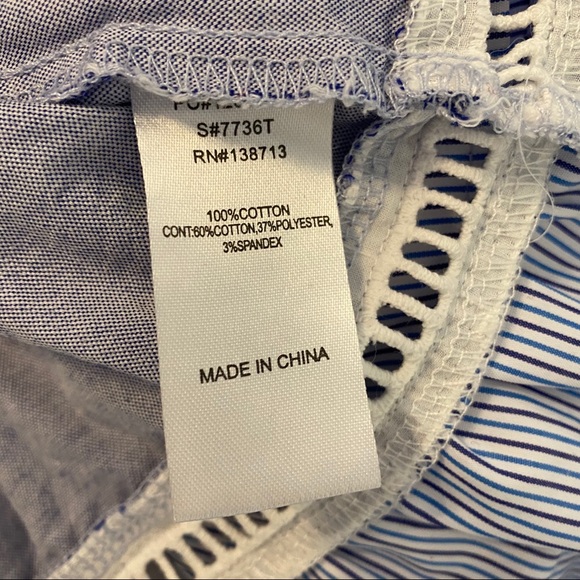 Doe & Rae Blue Striped Peplum Bell Sleeve Tunic - Picture 8 of 8